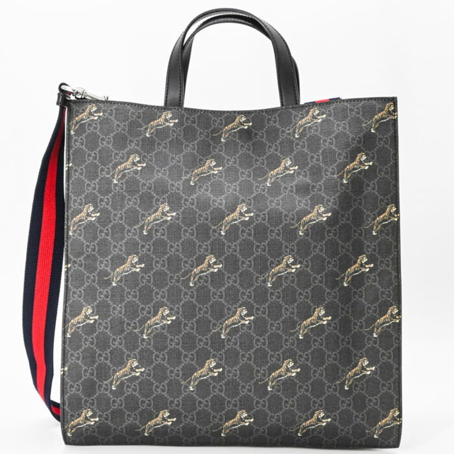 Gucci Black Gg Supreme Leather Shoulder Bag Tote Bag ( )