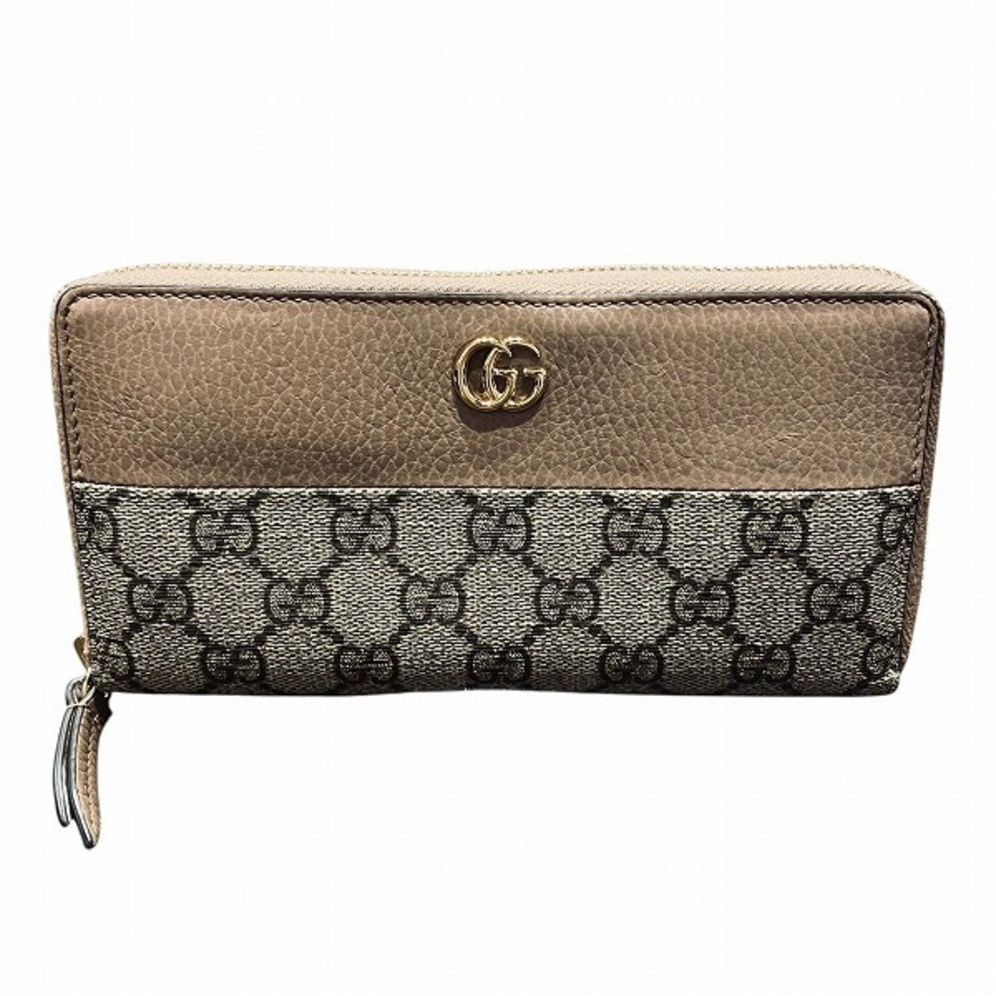 Gucci Beige Pink Beige Canvas Leather Long Wallet (Bi-Fold) ( )