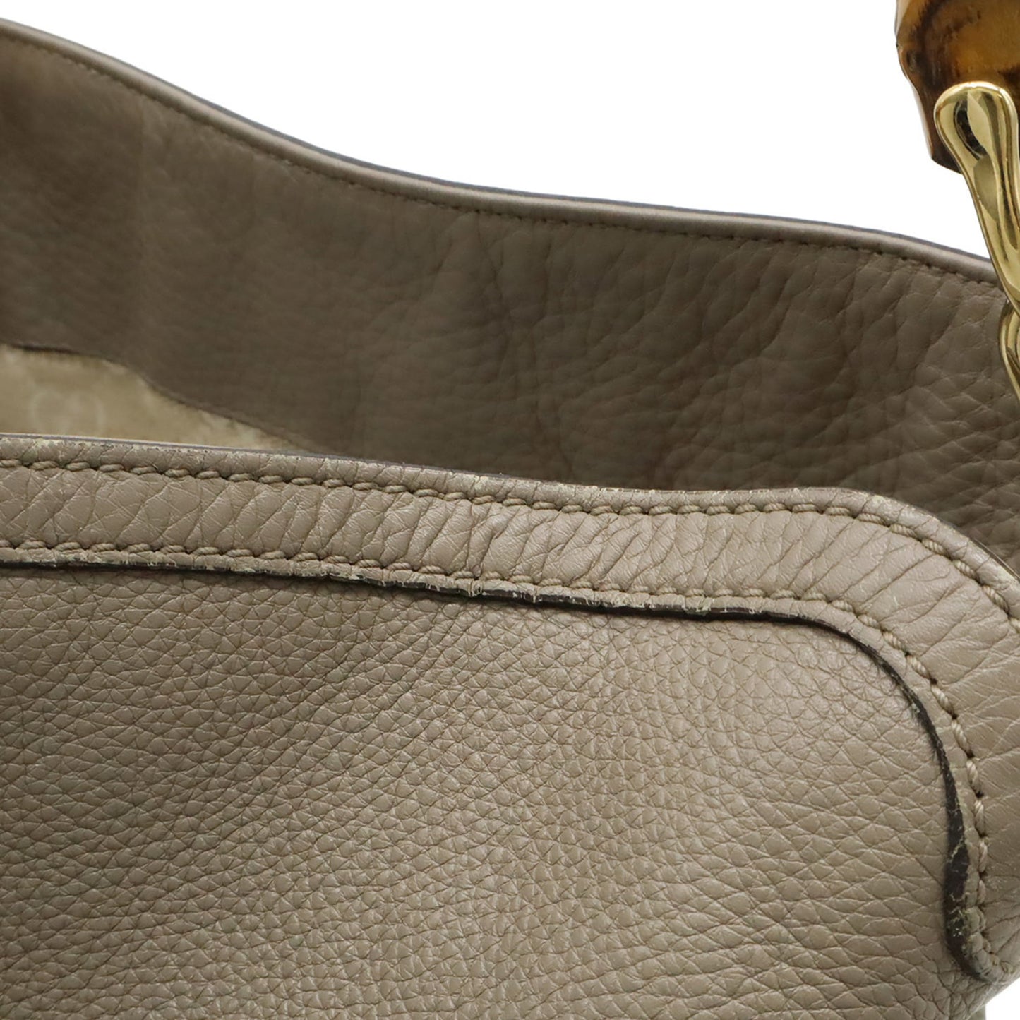 Gucci Bamboo Grayish Bamboo Leather Handbag Shoulder Bag ( )