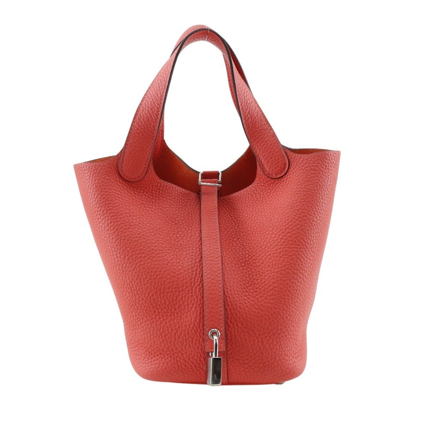 Hermes Pink Red Color Taurillon Clemence Leather Handbag ( )