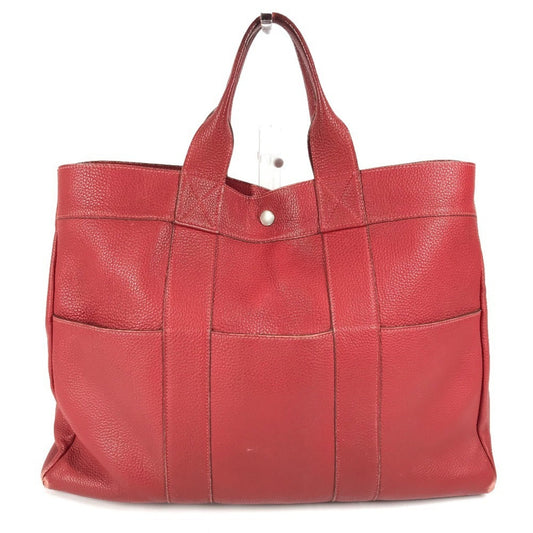 Hermes Fourre Tout Red Color Leather Handbag Tote Bag ( )