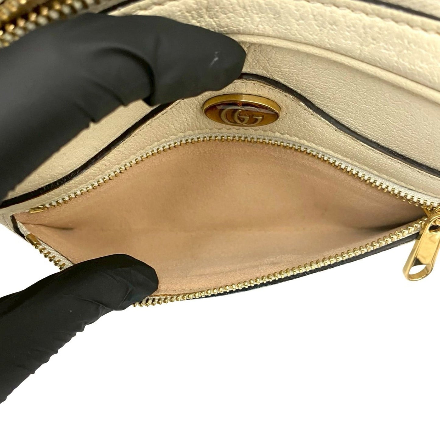 Gucci Navy Red Color White Leather Pochette Shoulder Bag ( )
