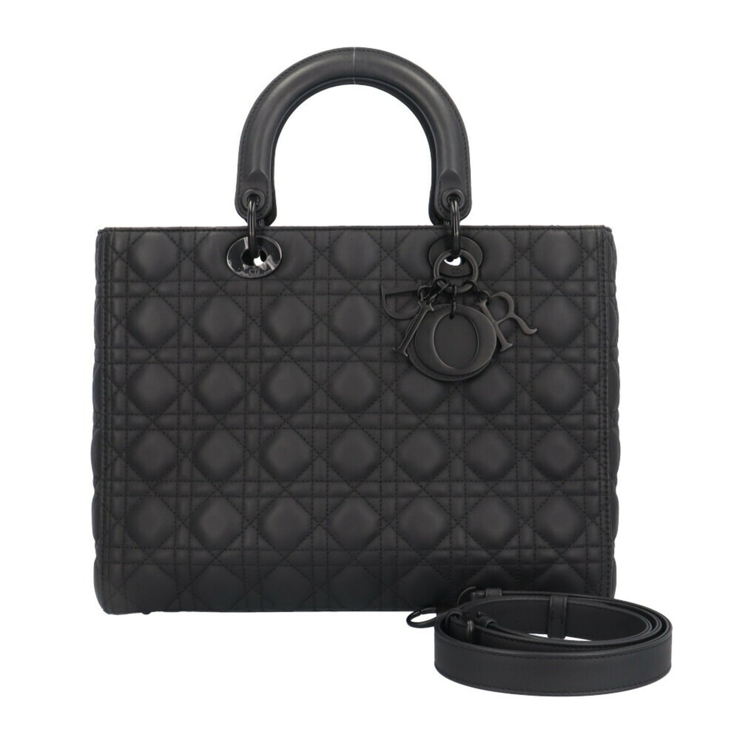 Christian Dior Lady Dior Black Leather Shoulder Bag ()