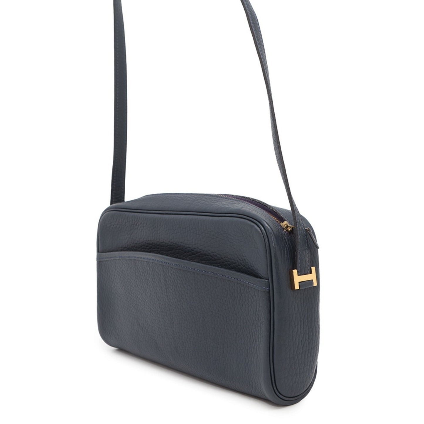 Hermes Kara Navy Fjord Leather Shoulder Bag ( )