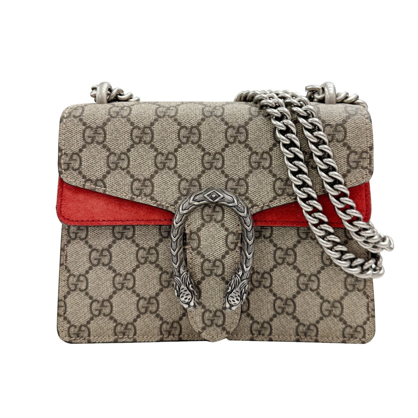 Gucci Brown Red Color Pvc Suede Handbag Shoulder Bag ( )