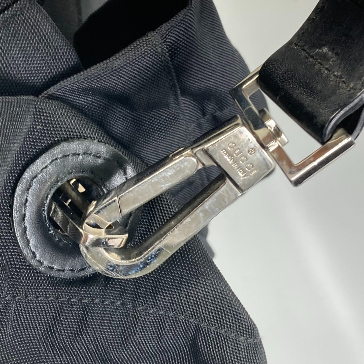 Gucci Black Nylon Leather Backpack ( )