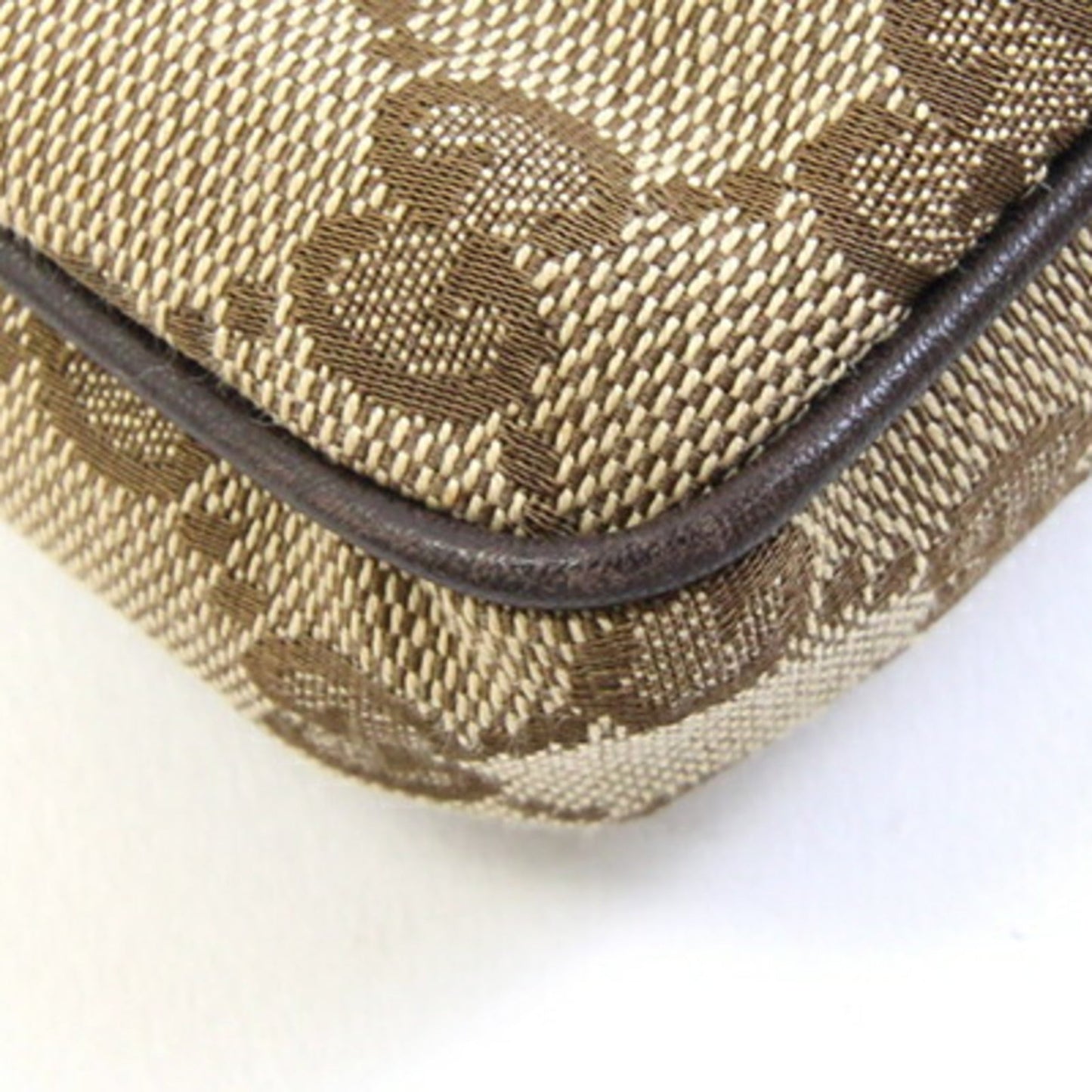 Gucci Beige Brown Canvas Leather Pochette Shoulder Bag ( )