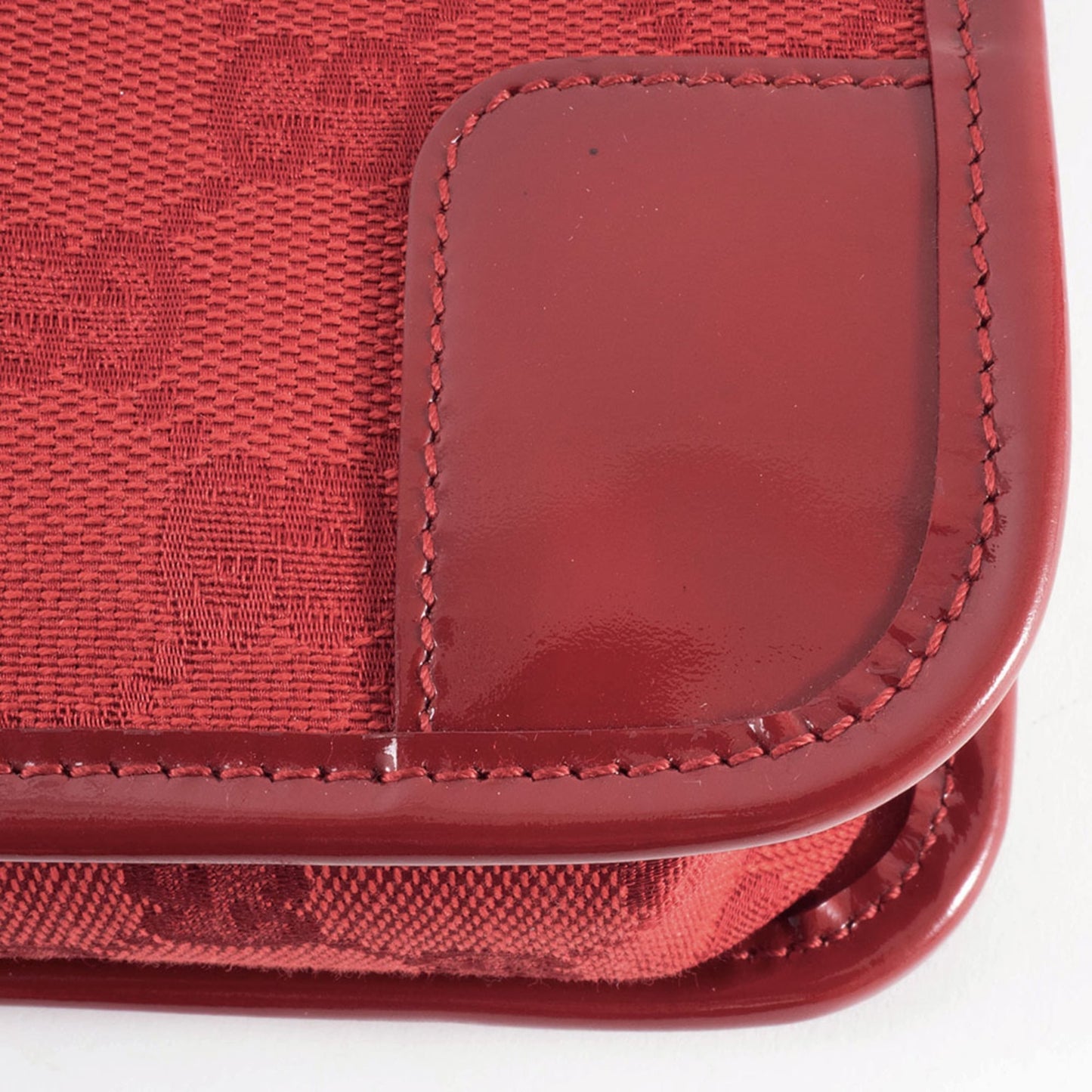 Gucci Red Color Canvas Leather Shoulder Bag ( )