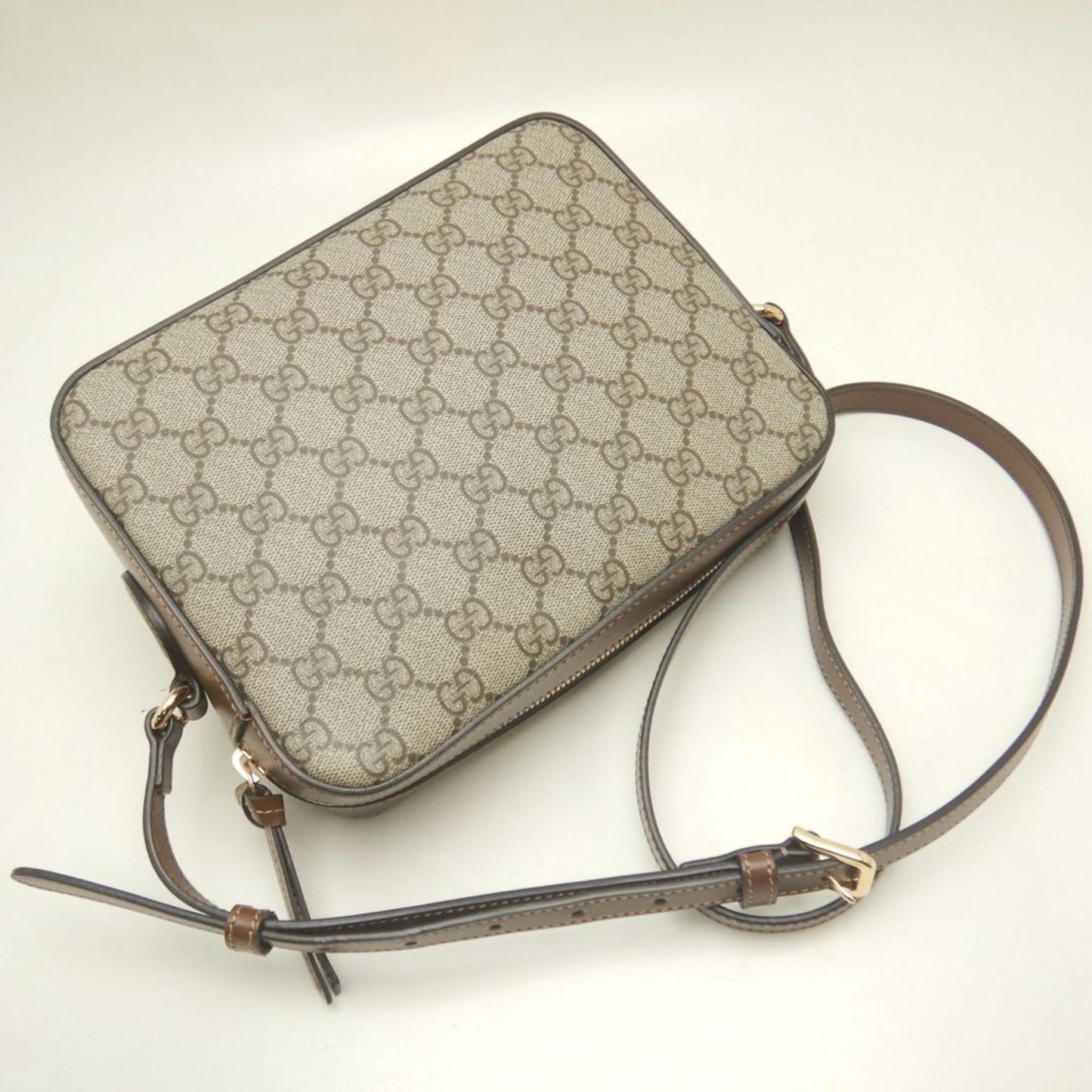 Gucci Horsebit Beige Brown Gg Supreme Leather Shoulder Bag ( )
