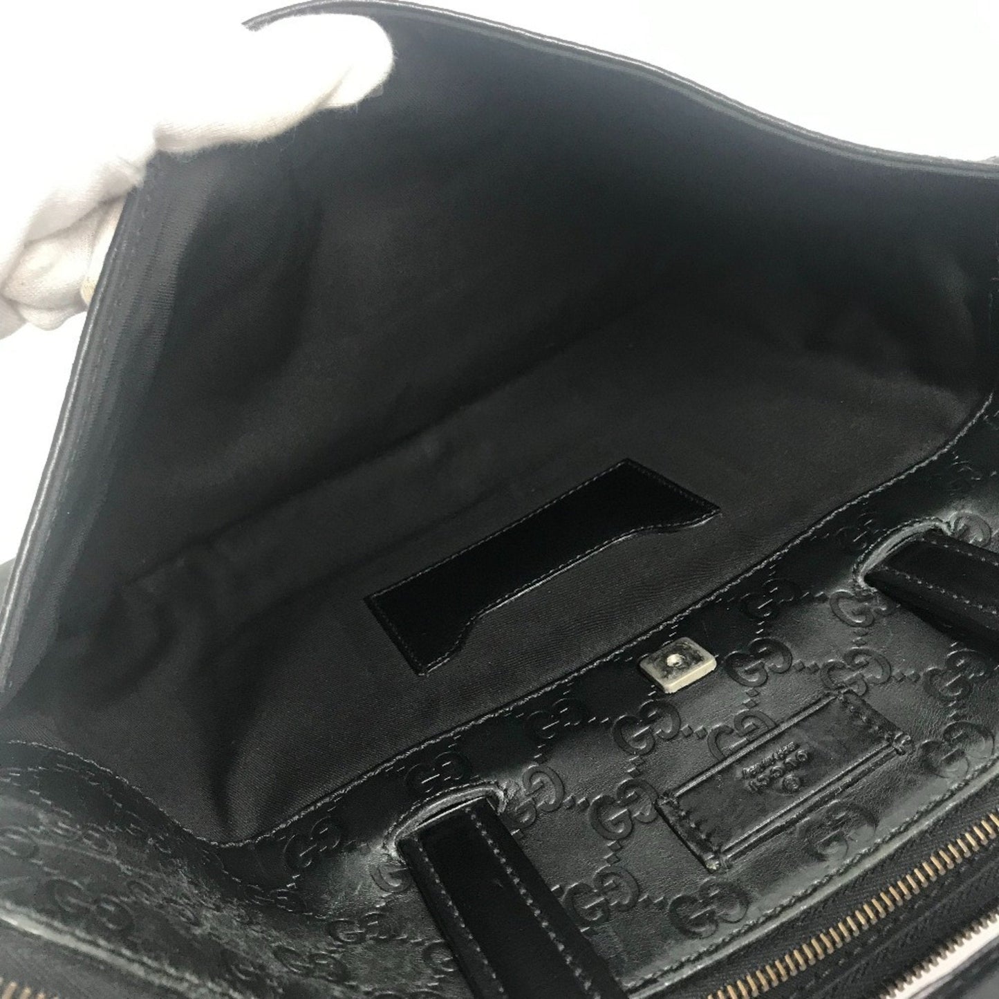 Gucci Black Gg Leather Briefcase Handbag Tote Bag ( )