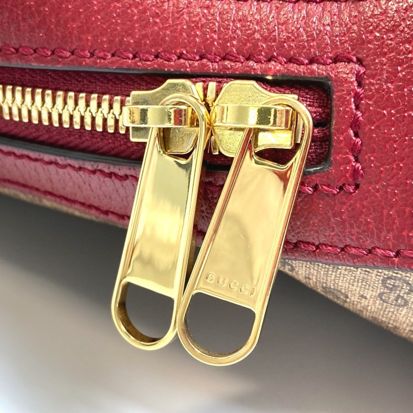 Gucci Beige Red Color Pvc Leather Backpack ( )