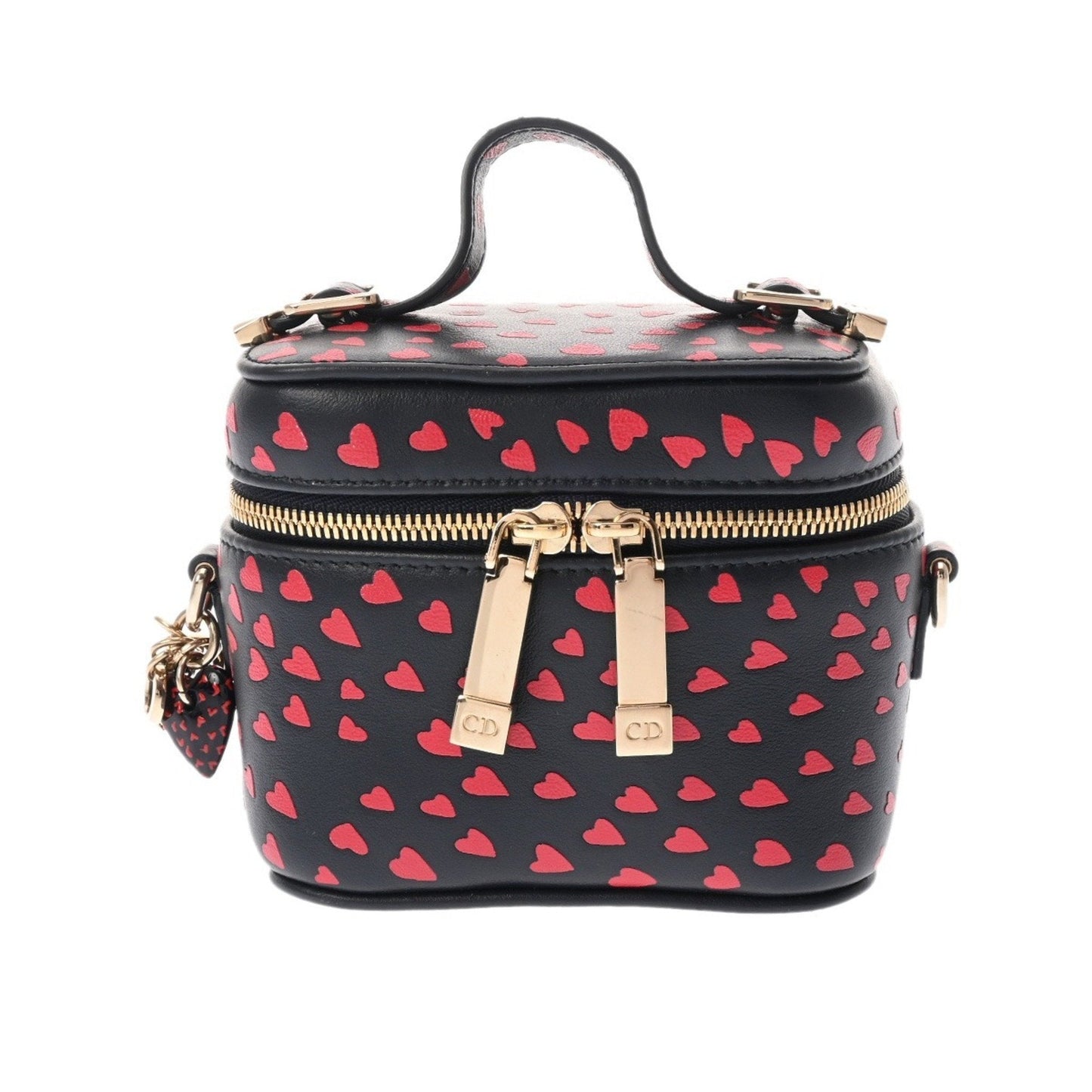 Christian Dior Black Red Color Leather Vanity Bag ()