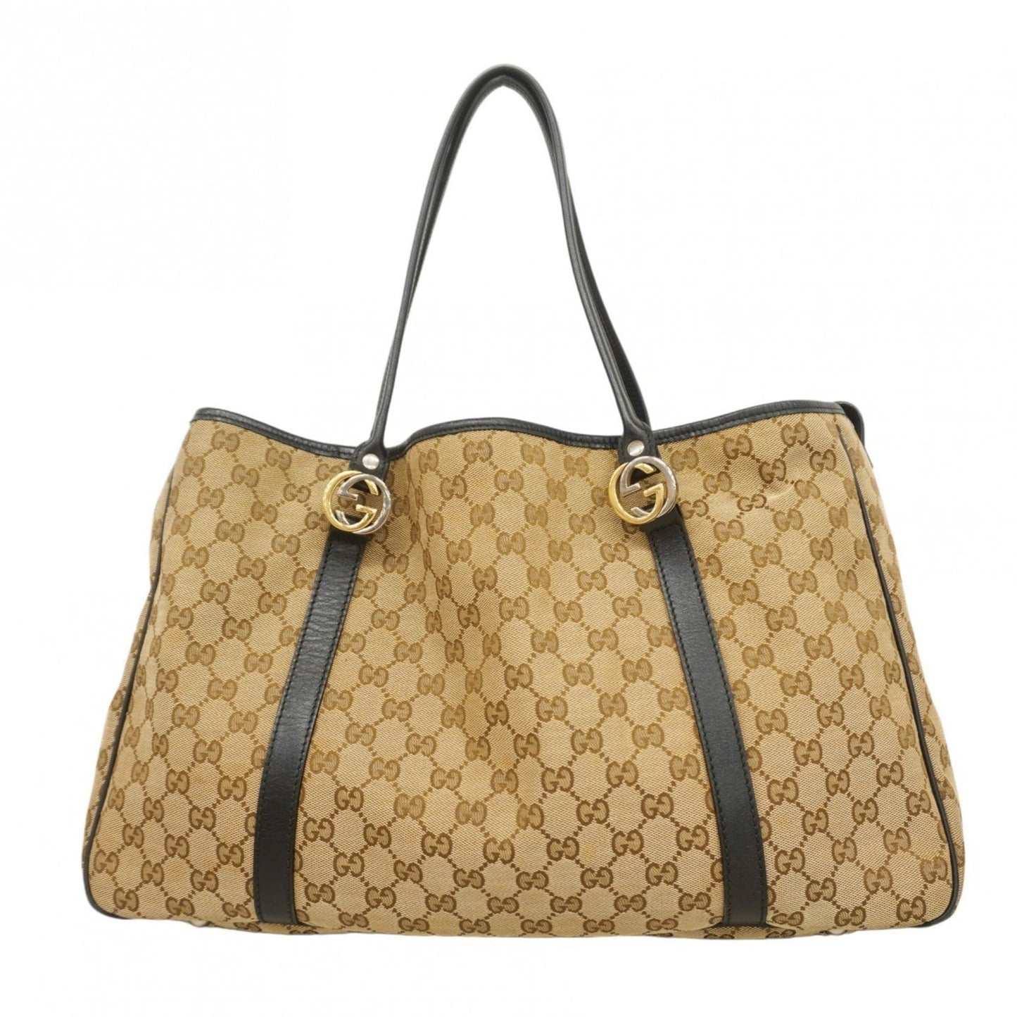 Gucci Black Brown Canvas Tote Bag ( )