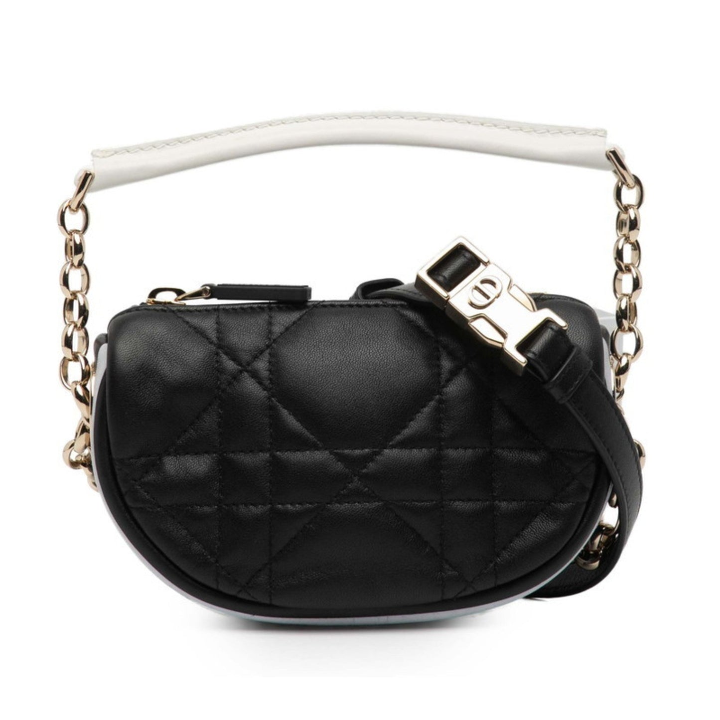 Christian Dior Black White Leather Handbag Shoulder Bag ()