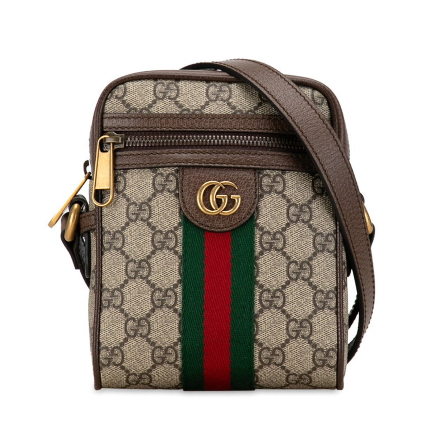 Gucci Sherry Line Beige Brown Pvc Leather Shoulder Bag ( )