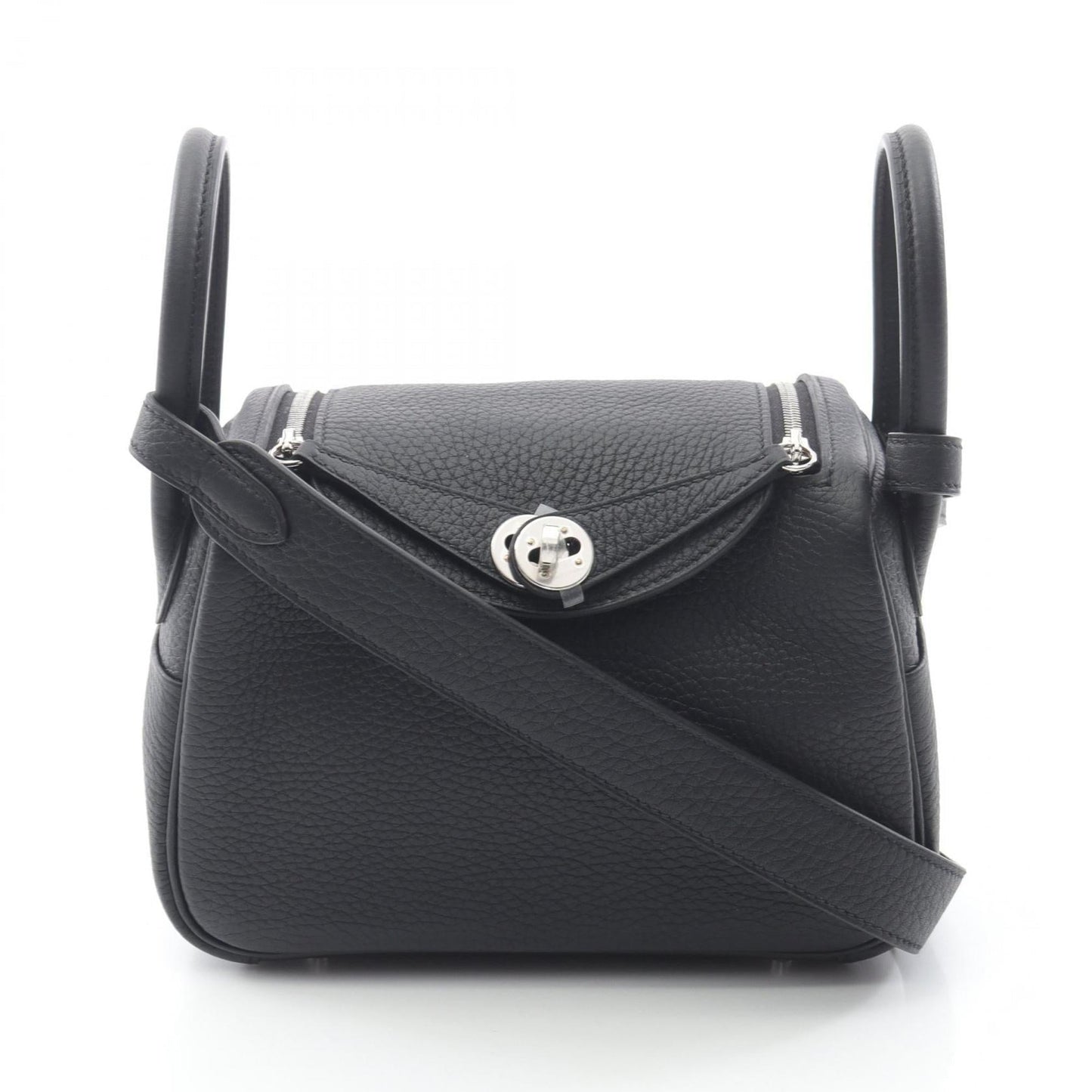 Hermes Lindy Black Taurillon Clemence Leather Shoulder Bag ( )