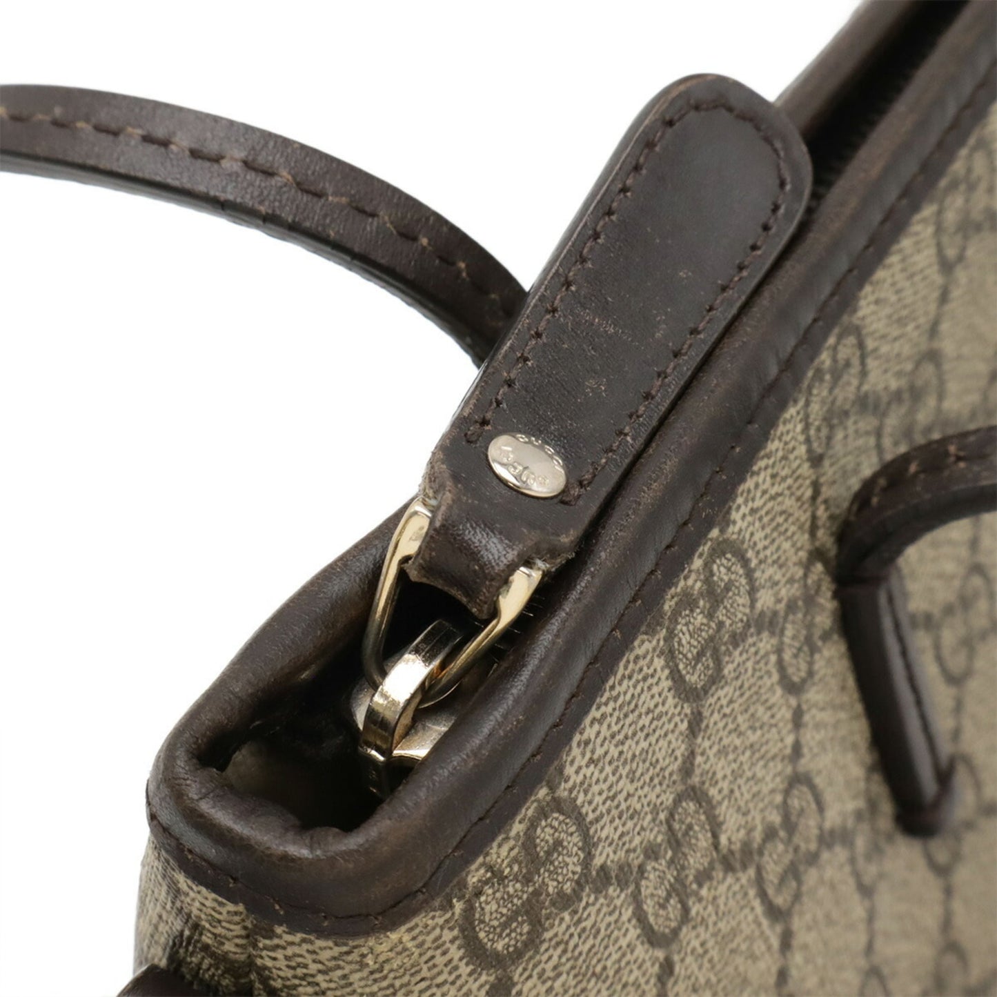 Gucci Gg Plus Beige Dark Brown Gg Supreme Leather Handbag Shoulder Bag Tote Bag ( )