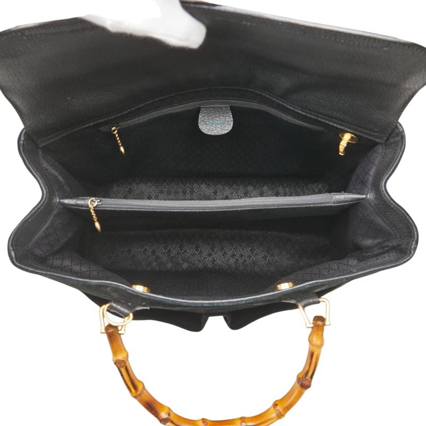 Gucci Bamboo Black Suede Leather Shoulder Bag Tote Bag ( )