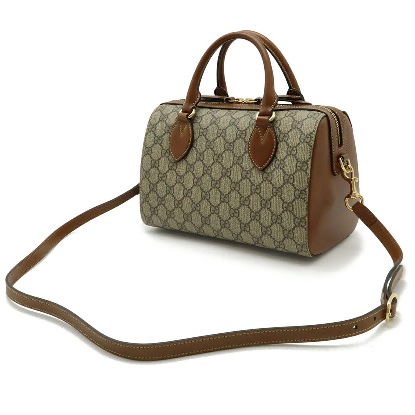Gucci Beige Brown Gg Supreme Canvas Leather Handbag Shoulder Bag ( )