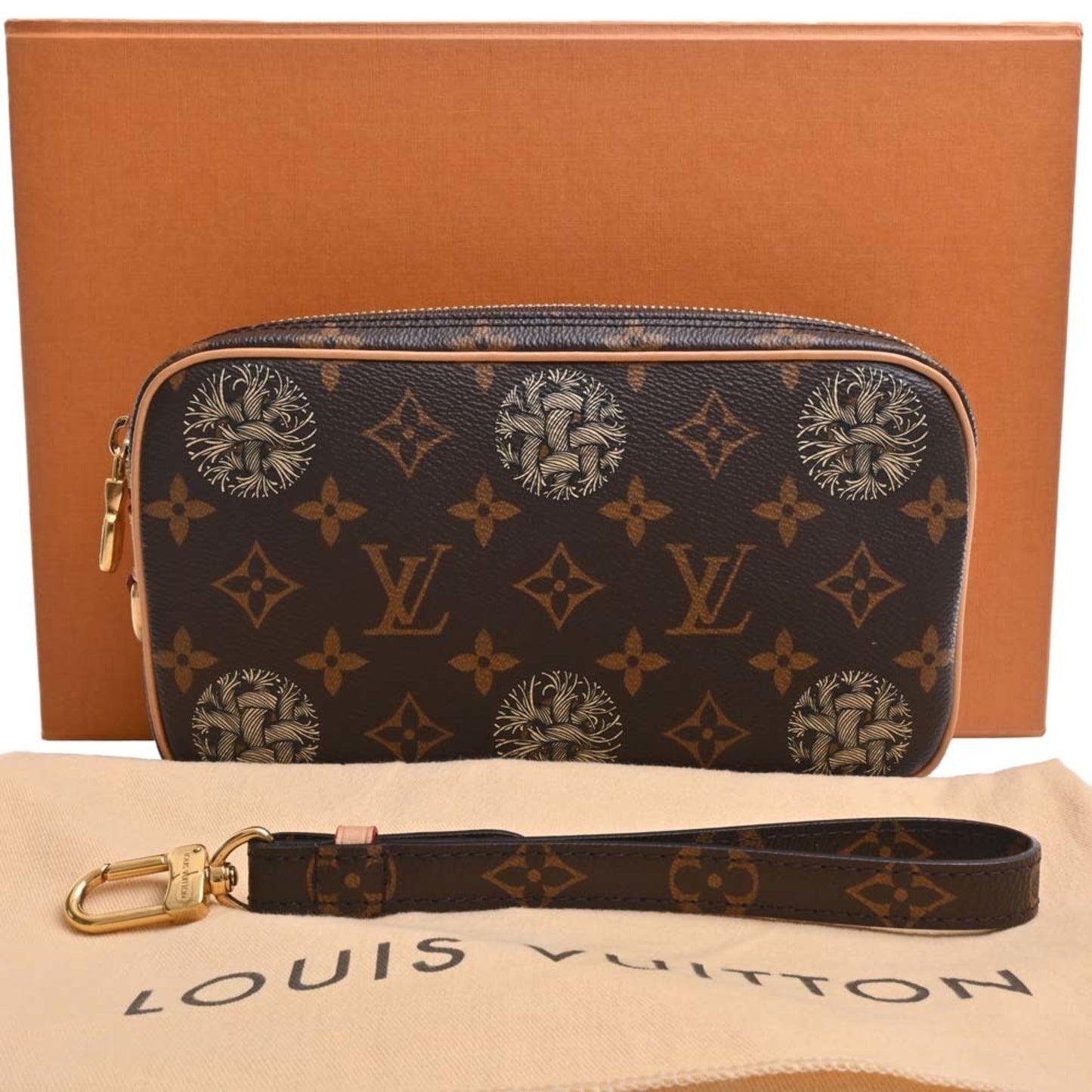 LOUIS VUITTON Christopher Nemeth Collaboration Monogram Pochette Volga Clutch Bag Second M61323 Brown Women's