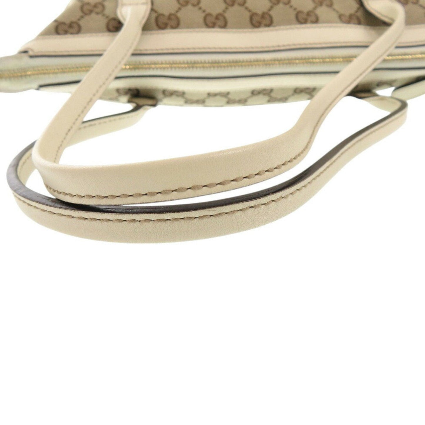 Gucci Beige White Gg Canvas Leather Tote Bag ( )