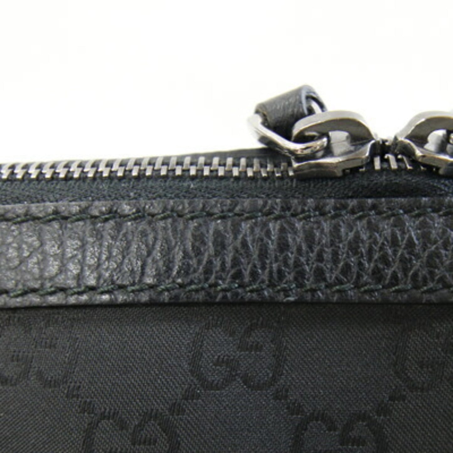 Gucci Black Nylon Leather Handbag Tote Bag ( )