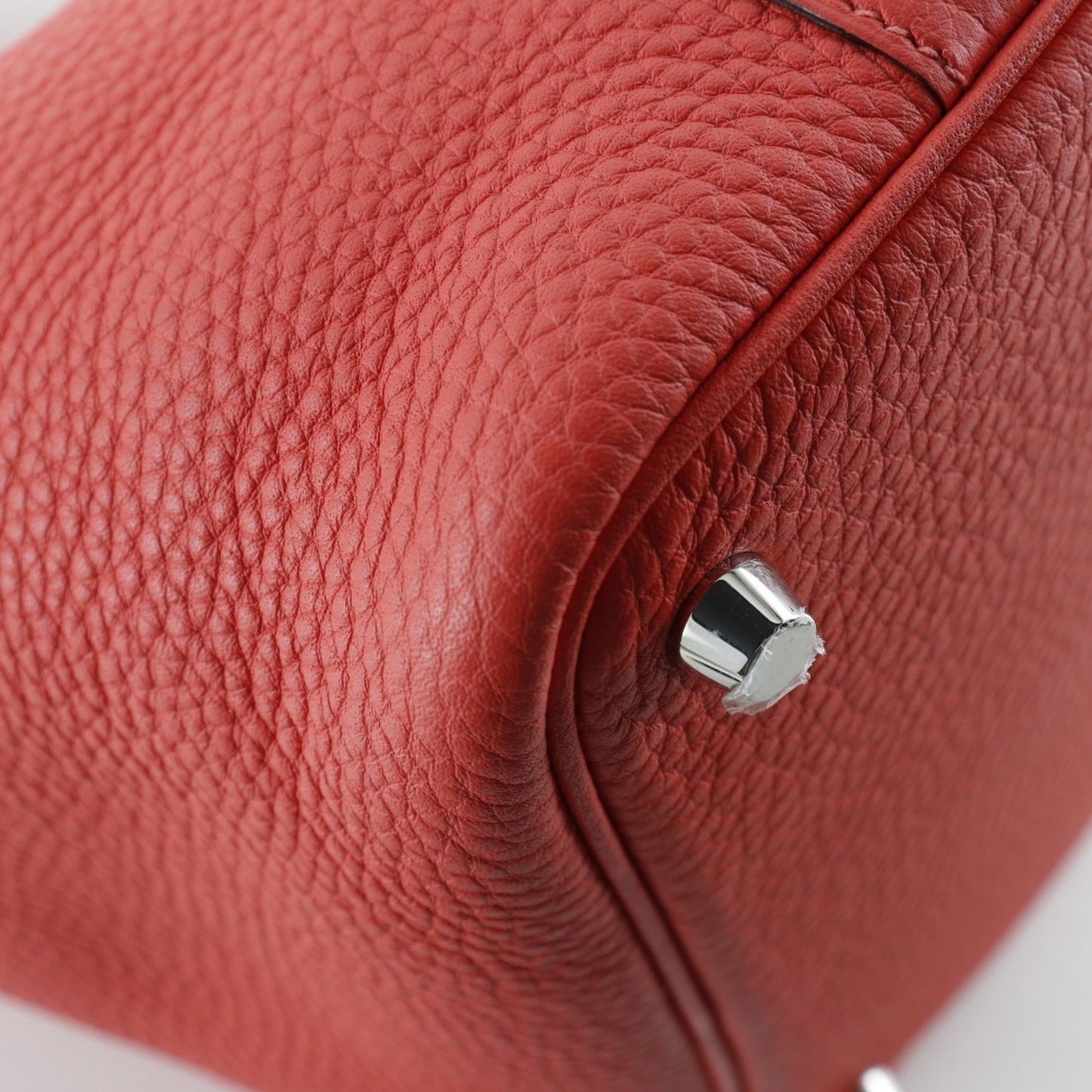 Hermes Pink Red Color Taurillon Clemence Leather Handbag ( )