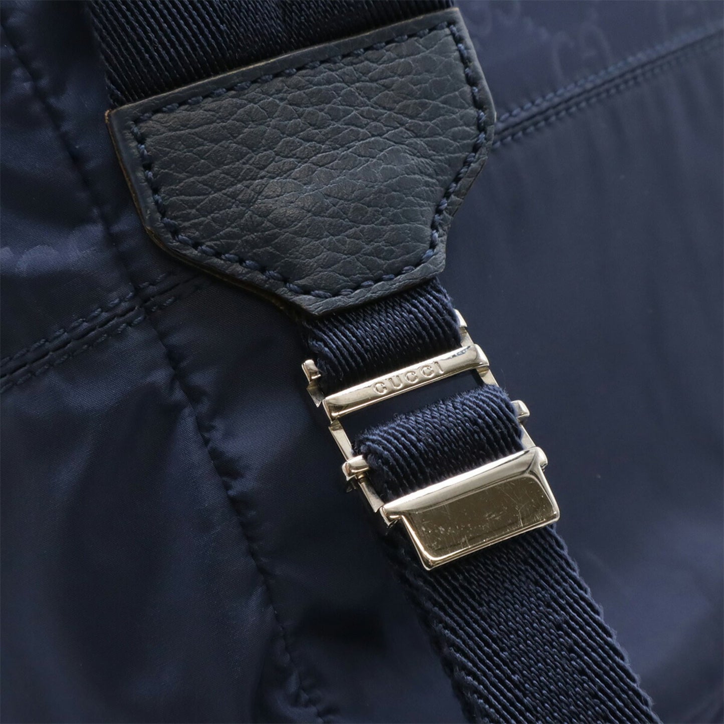 Gucci Navy Nylon Leather Backpack ( )