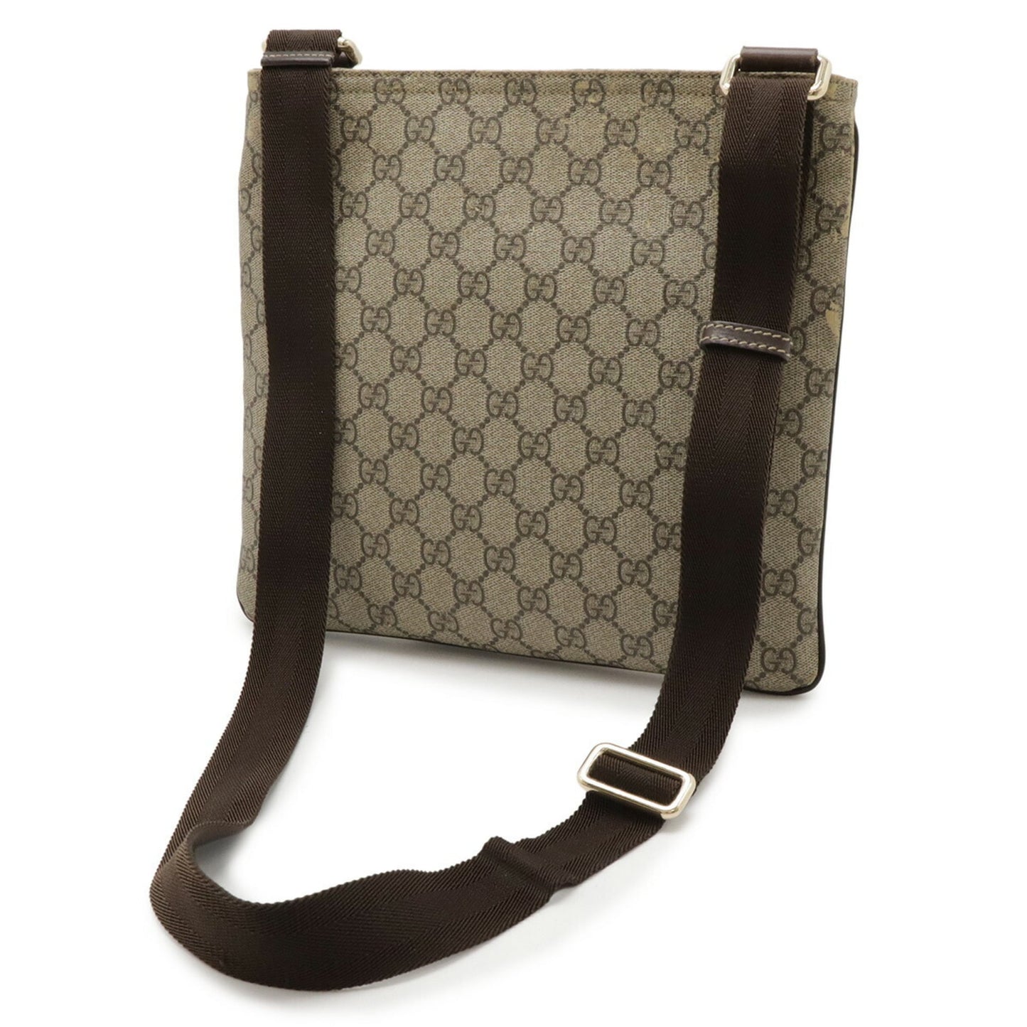 Gucci Beige Dark Brown Khaki Gg Supreme Leather Shoulder Bag ( )
