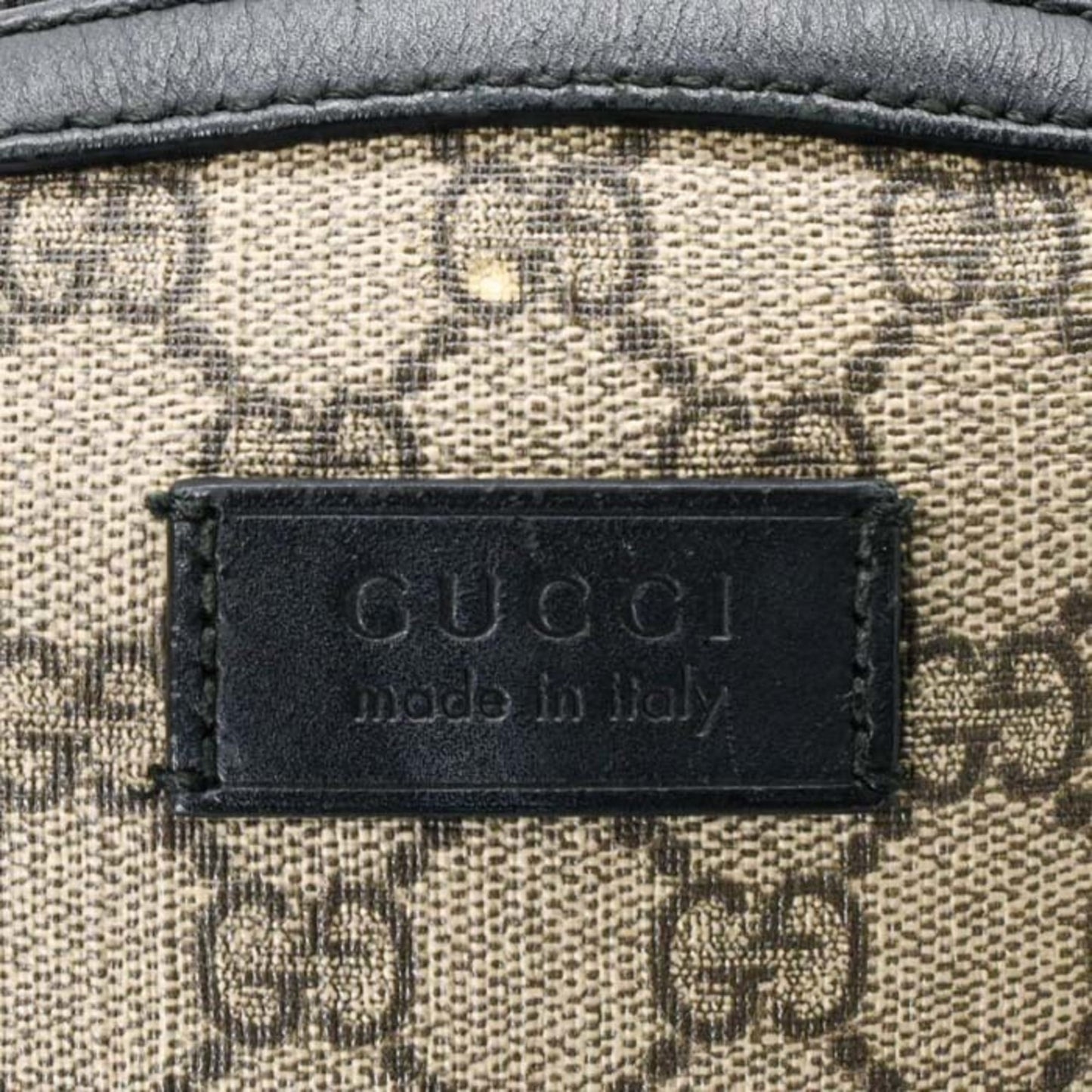 Gucci Beige Black Gg Supreme Leather Backpack ( )