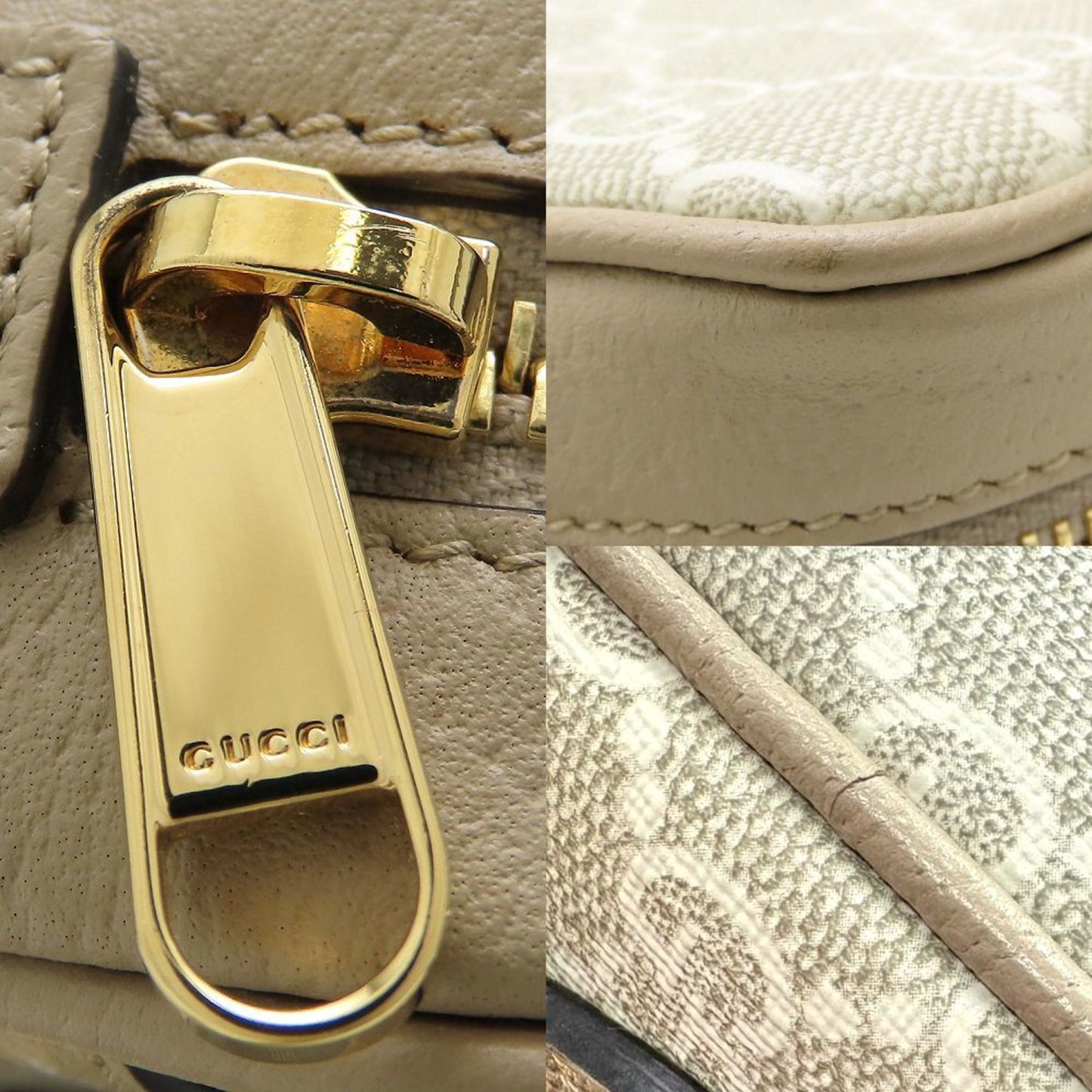 Gucci Beige White Gg Supreme Leather Shoulder Bag ( )
