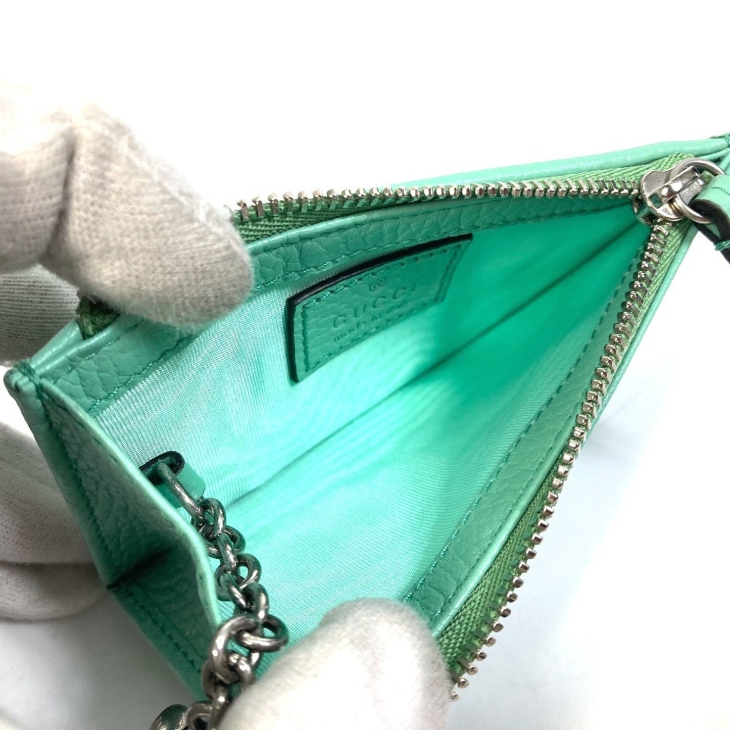 Gucci Green Leather Coin Purse/Coin Case ( )