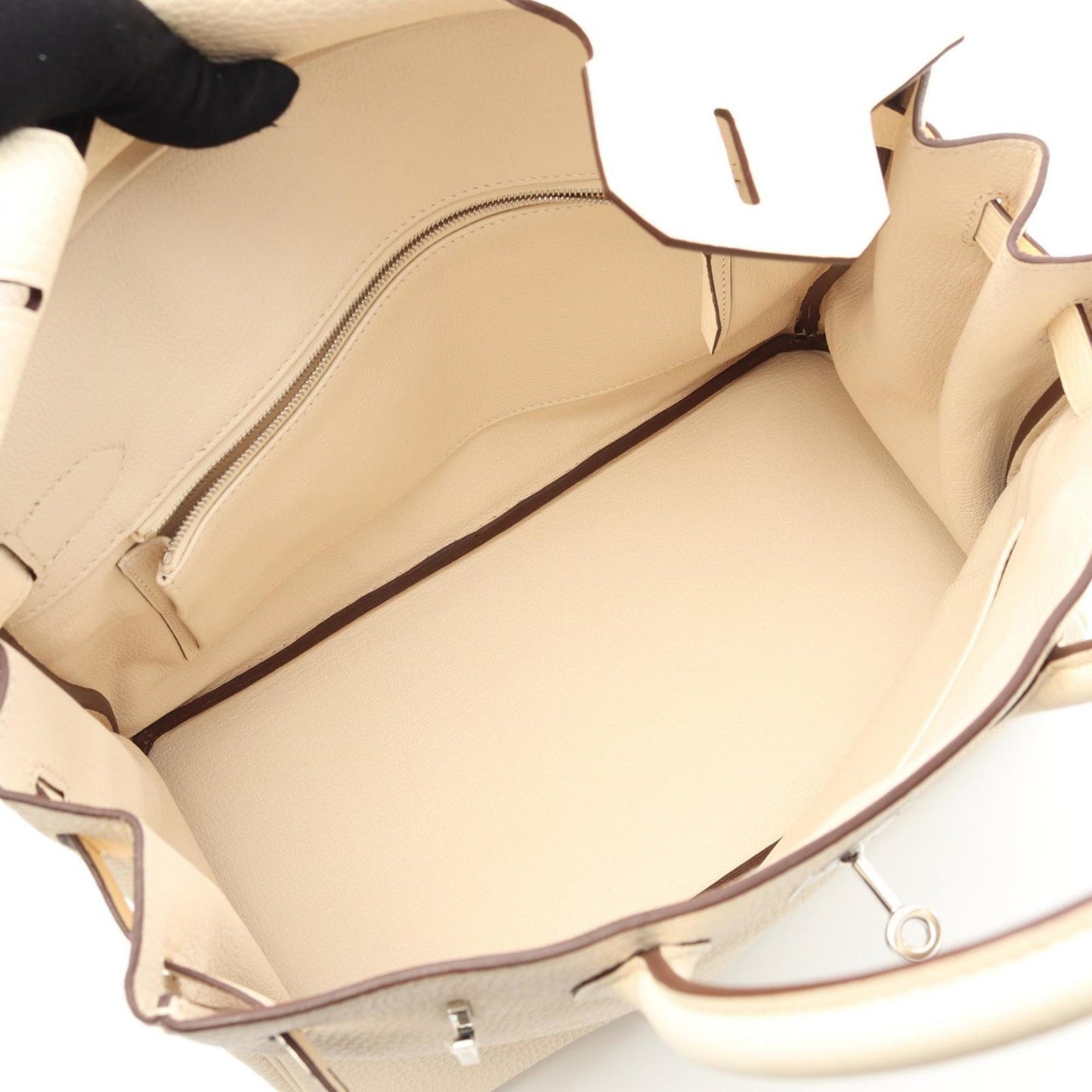 Hermes Ivory Taurillon Clemence Leather Handbag ( )
