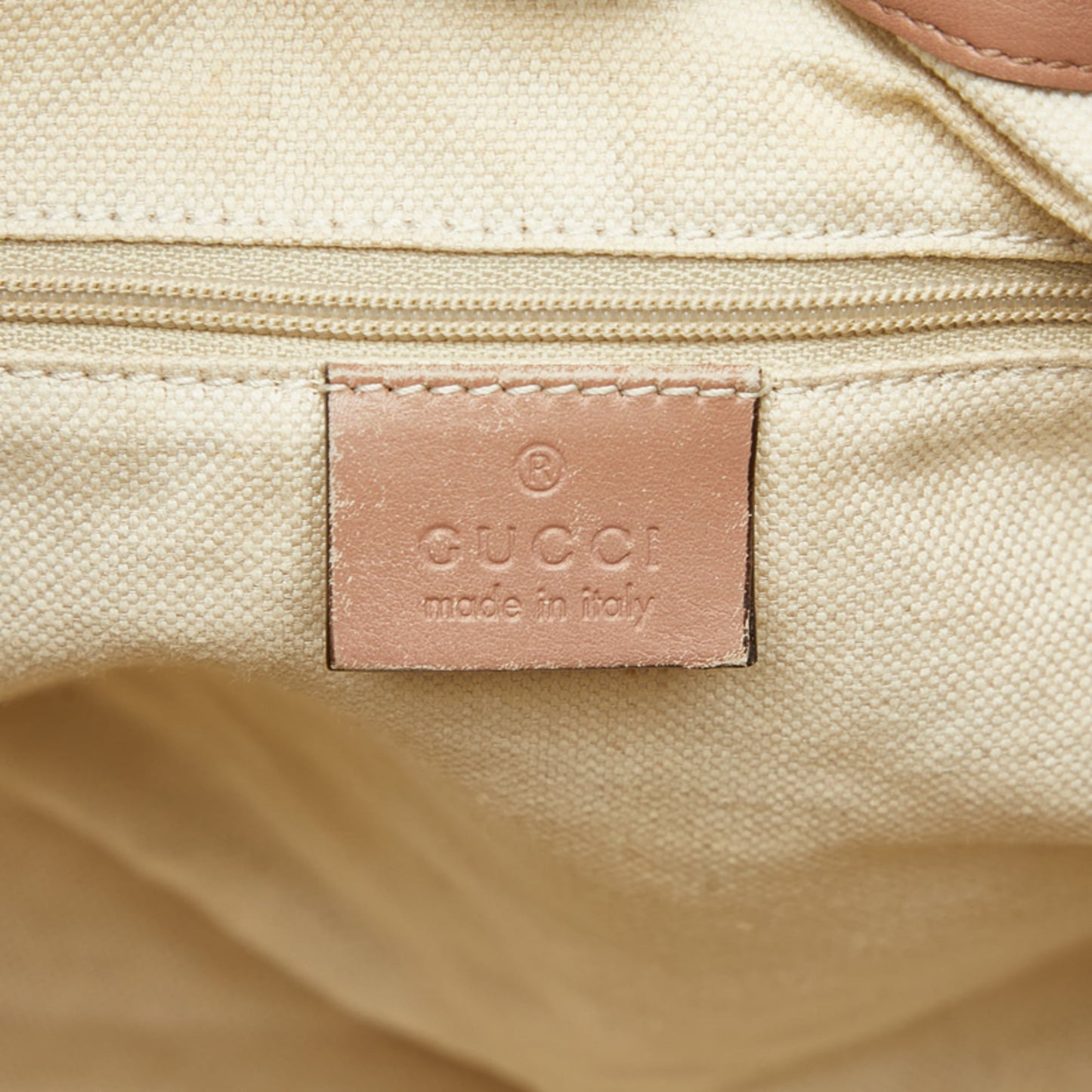 Gucci Beige Pink Canvas Leather Handbag Shoulder Bag ( )
