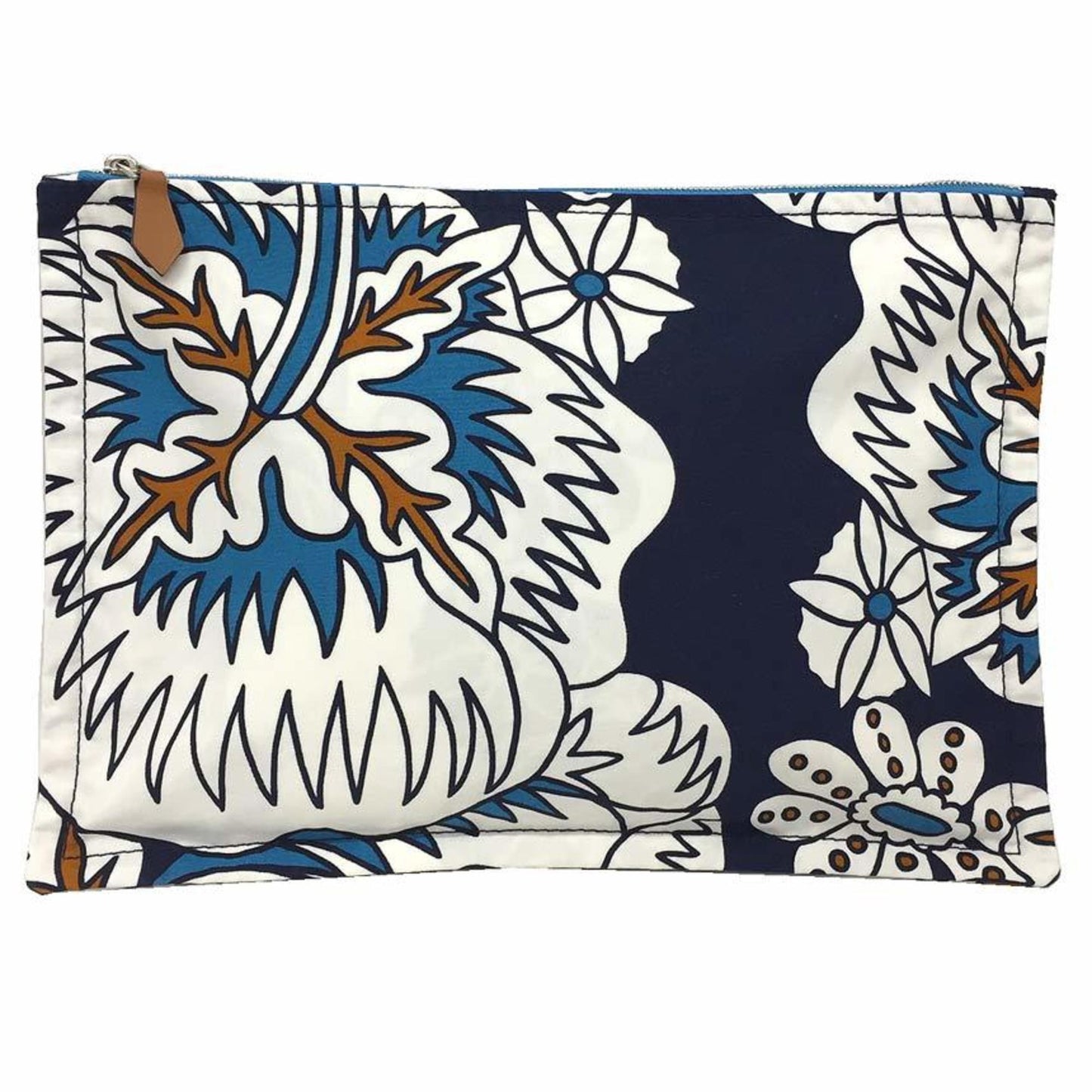Hermes Navy White Cotton Canvas Pouch ( )