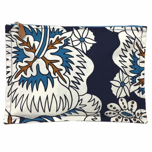 Hermes Navy White Cotton Canvas Pouch ( )