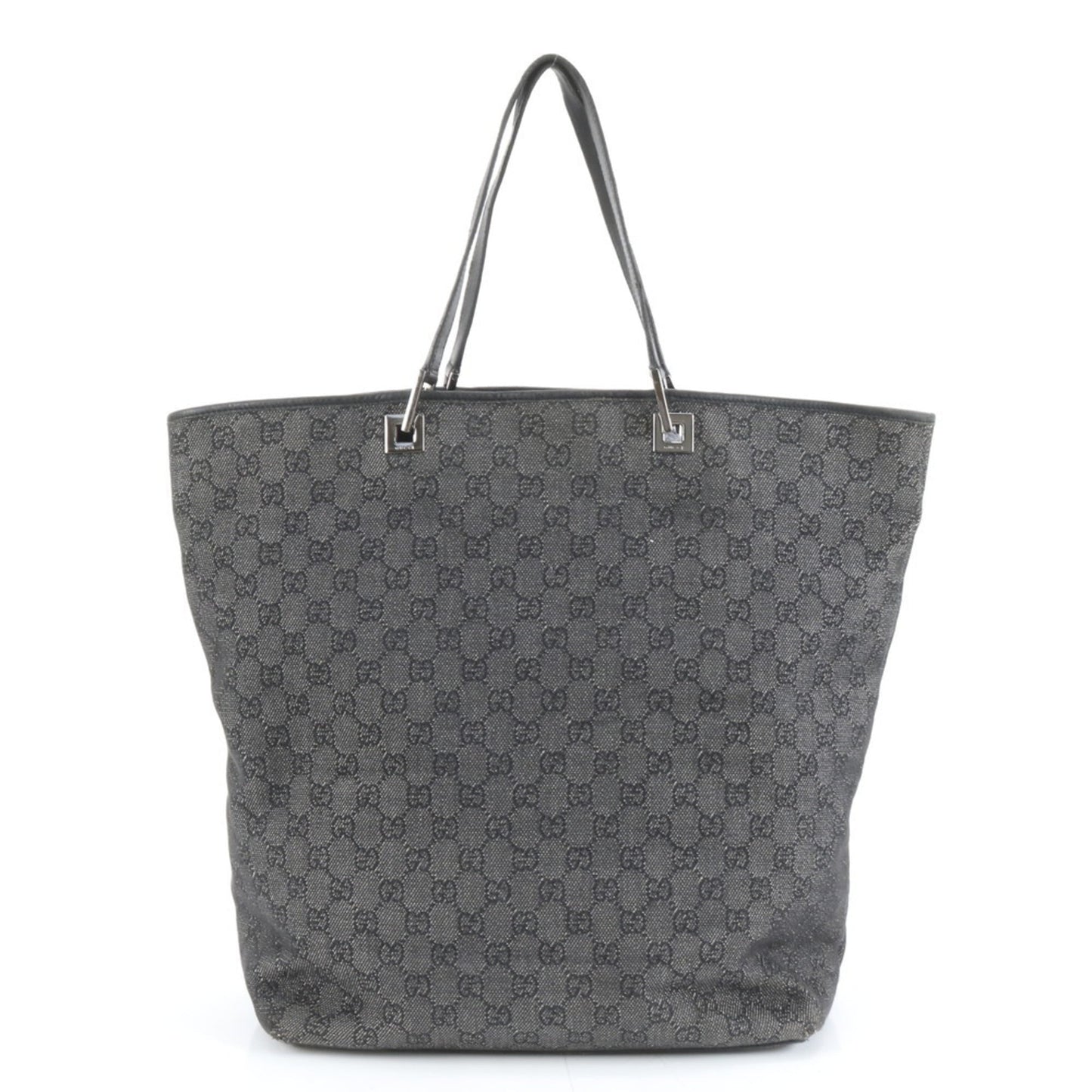 Gucci Black Leather Canvas Tote Bag ( )