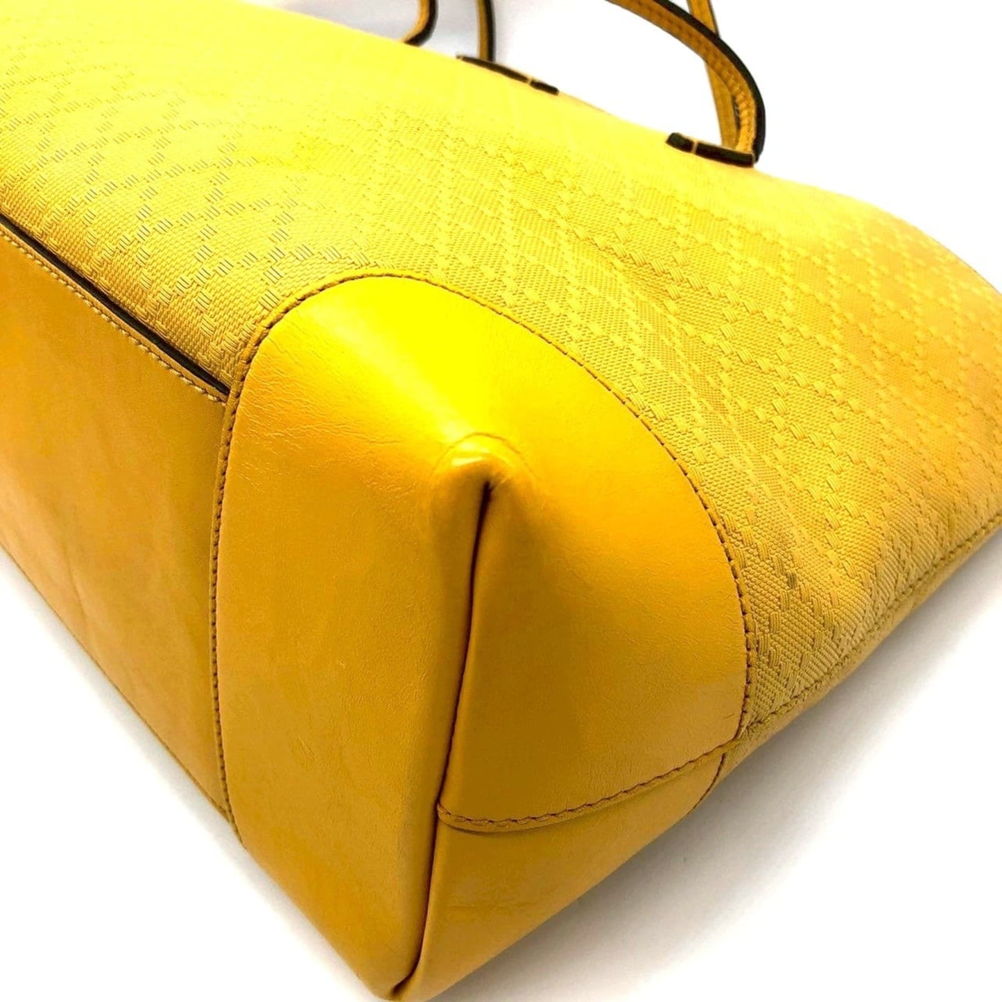 Gucci Diamante Yellow Leather Shoulder Bag Tote Bag ( )