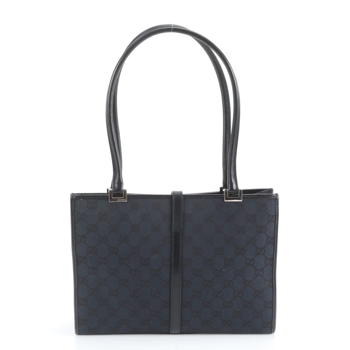 Gucci Black Leather Canvas Tote Bag ( )