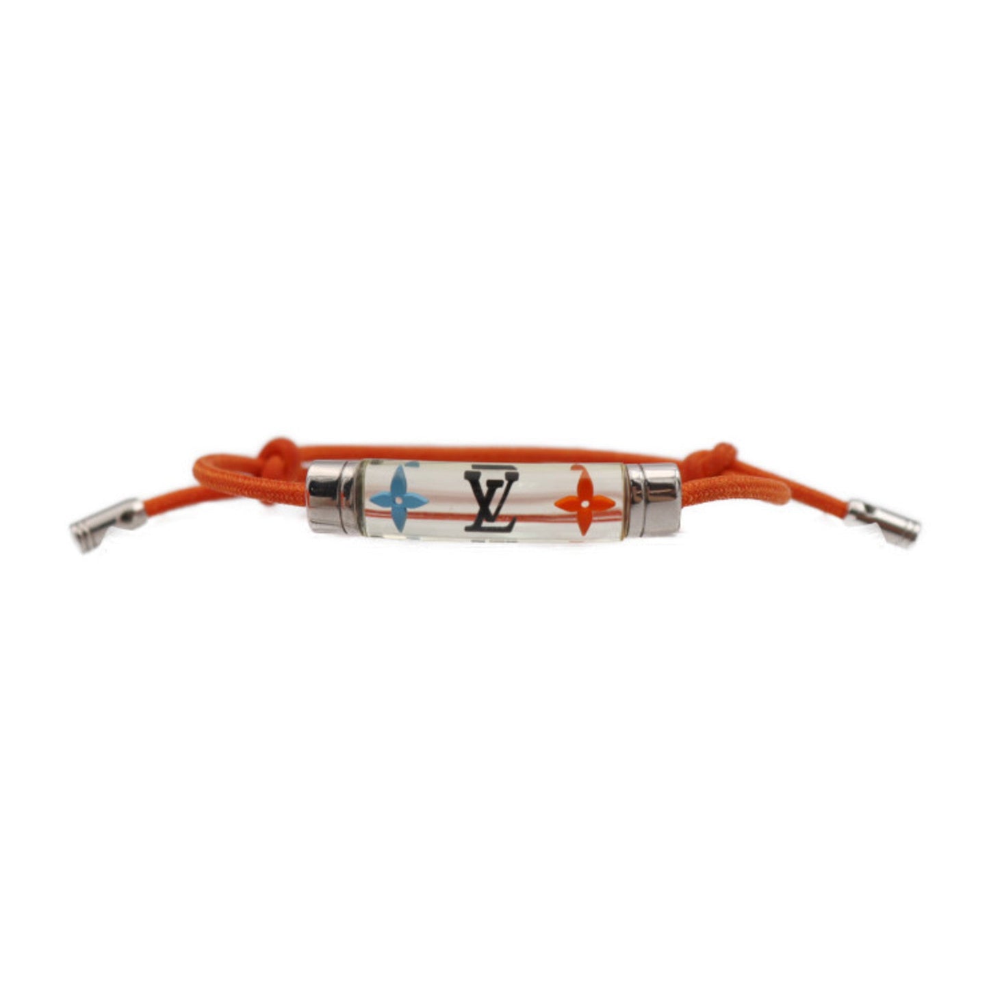 LOUIS VUITTON Bracelet LV Inclusion M69455 Nylon Cord x Resin Orange Silver Hardware Monogram