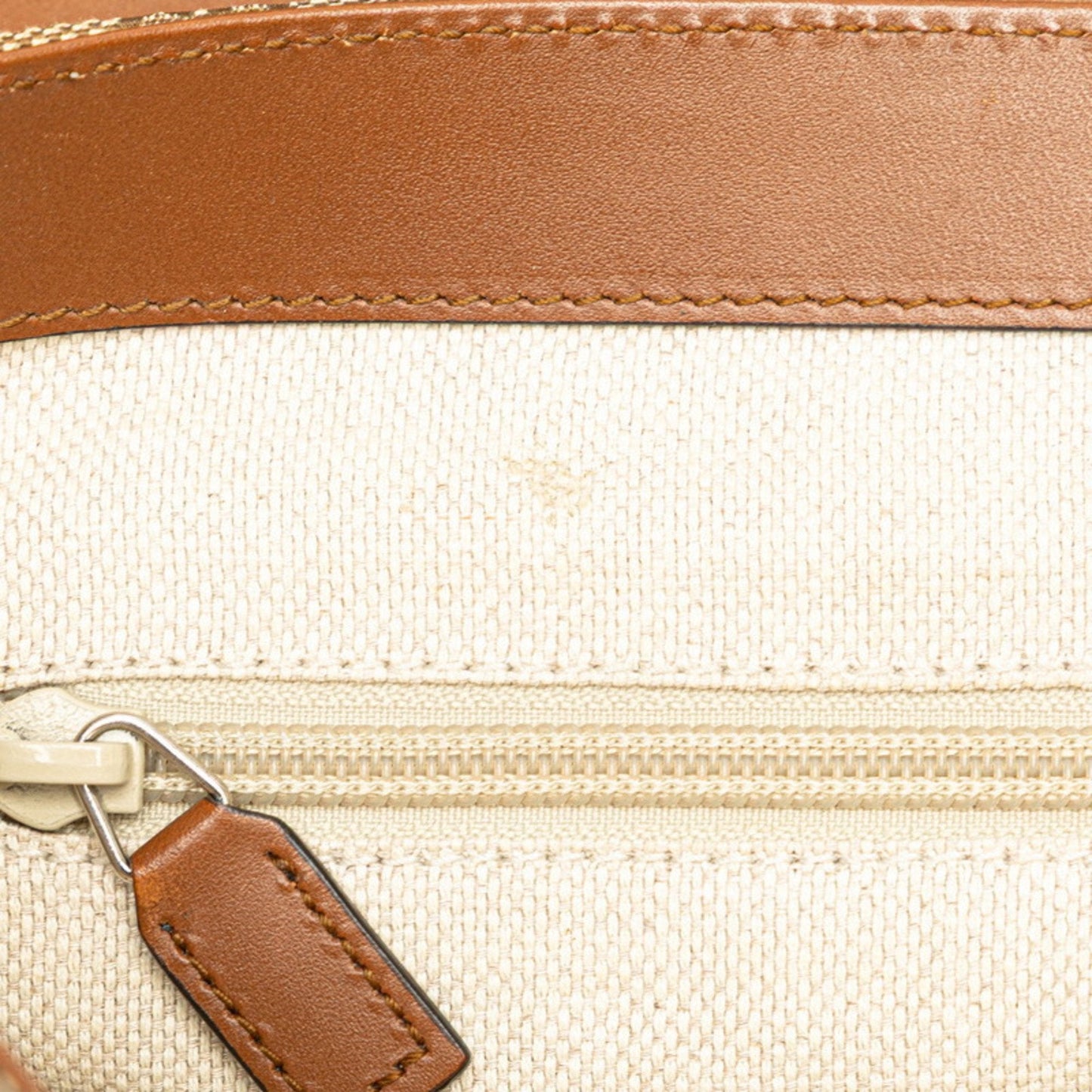 Gucci Beige Brown Canvas Leather Shoulder Bag ( )