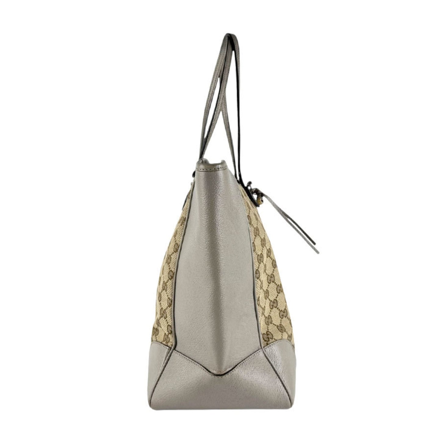 Gucci Brown Gray Gg Canvas Leather Handbag ( )