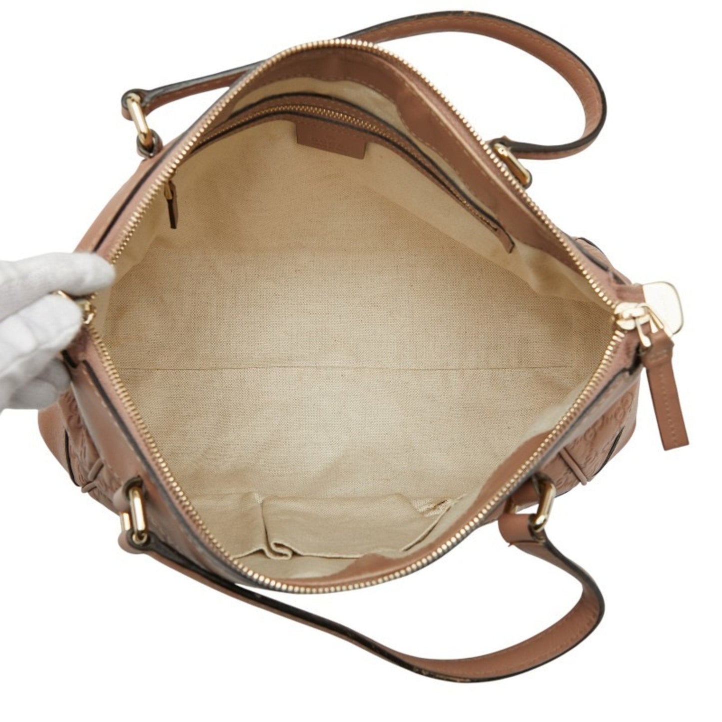 Gucci Pink Beige Leather Handbag Shoulder Bag ( )