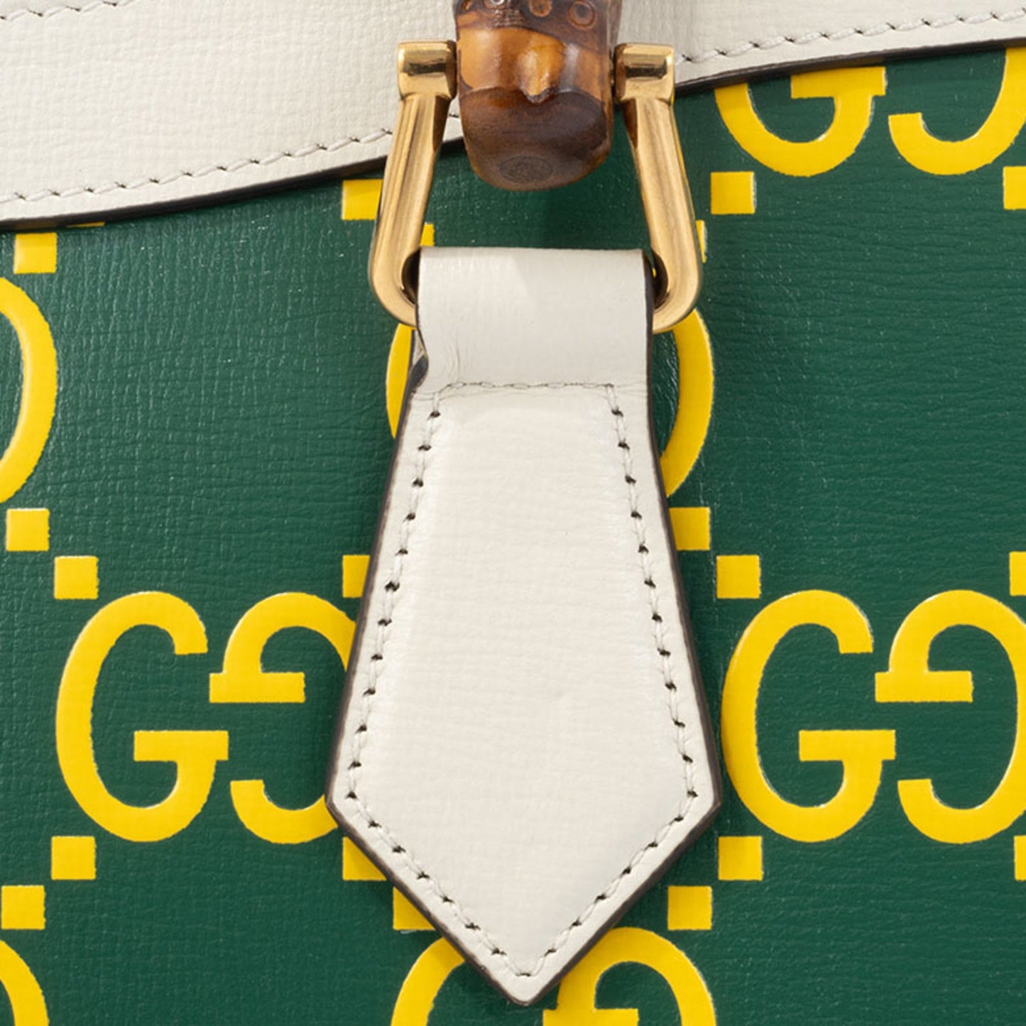 Gucci Green White Yellow Leather Handbag ( )