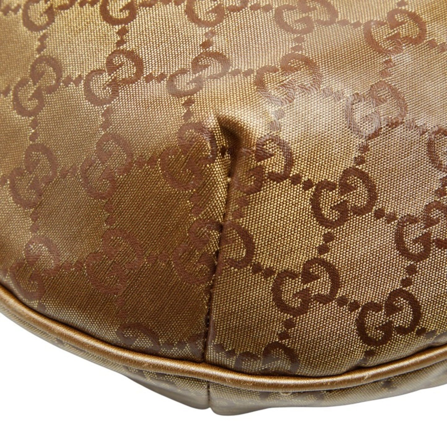 Gucci Gold Brown Gray Canvas Leather Shoulder Bag ( )