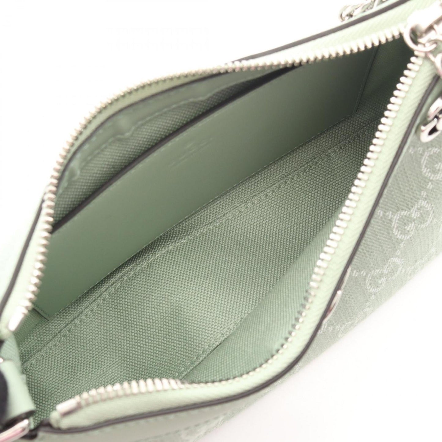 Gucci Green Canvas Leather Handbag Shoulder Bag ( )