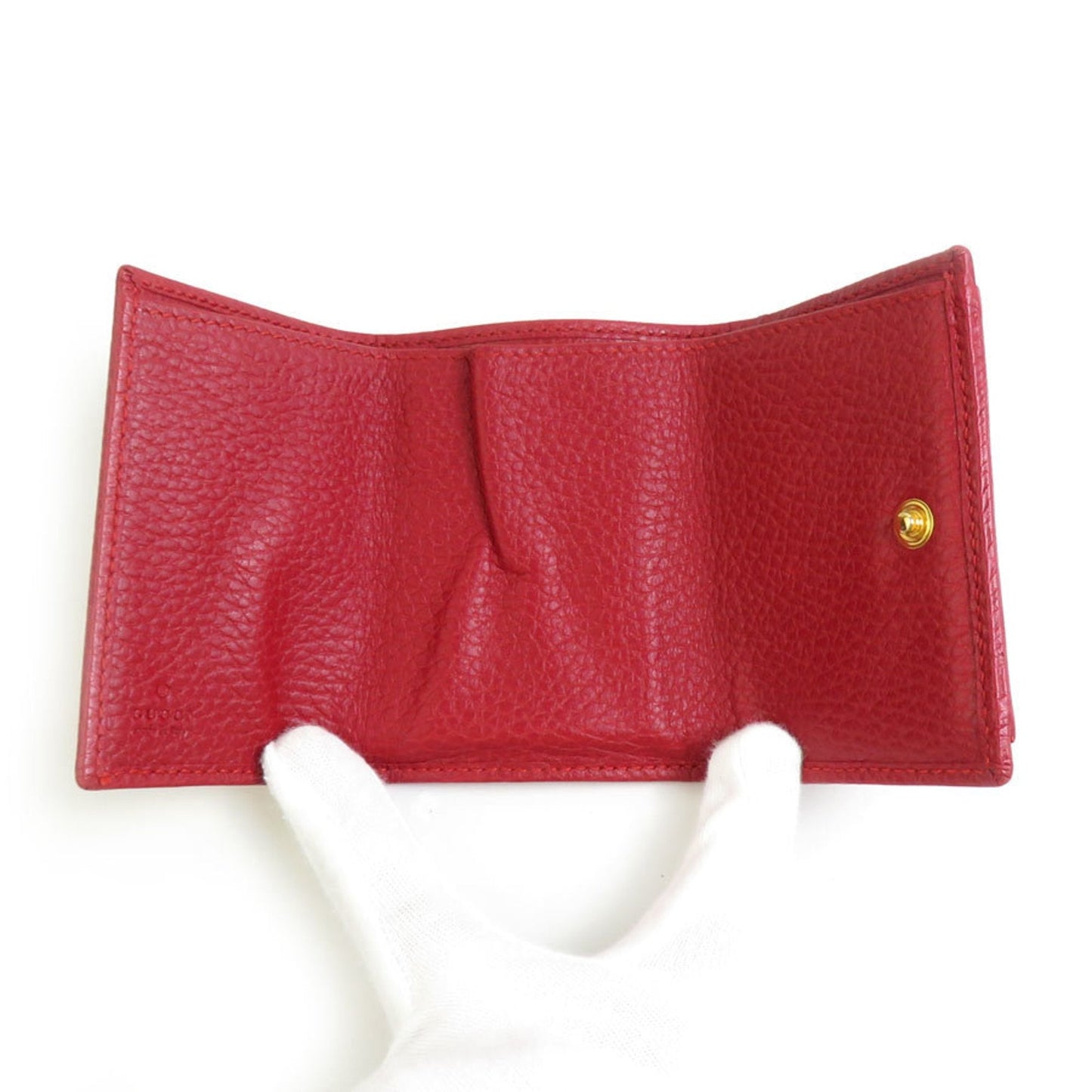 Gucci Red Color Leather Wallet (Tri-Fold) ( )