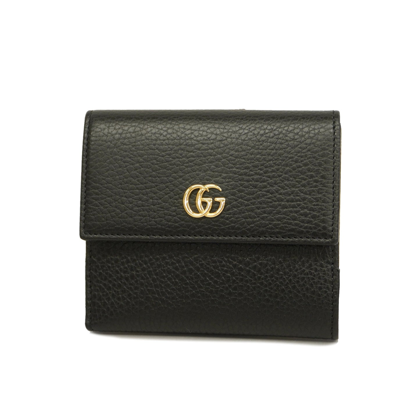 GUCCI Auth  GG Marmont Gold Hardware 456122 Women's Leather Wallet Black