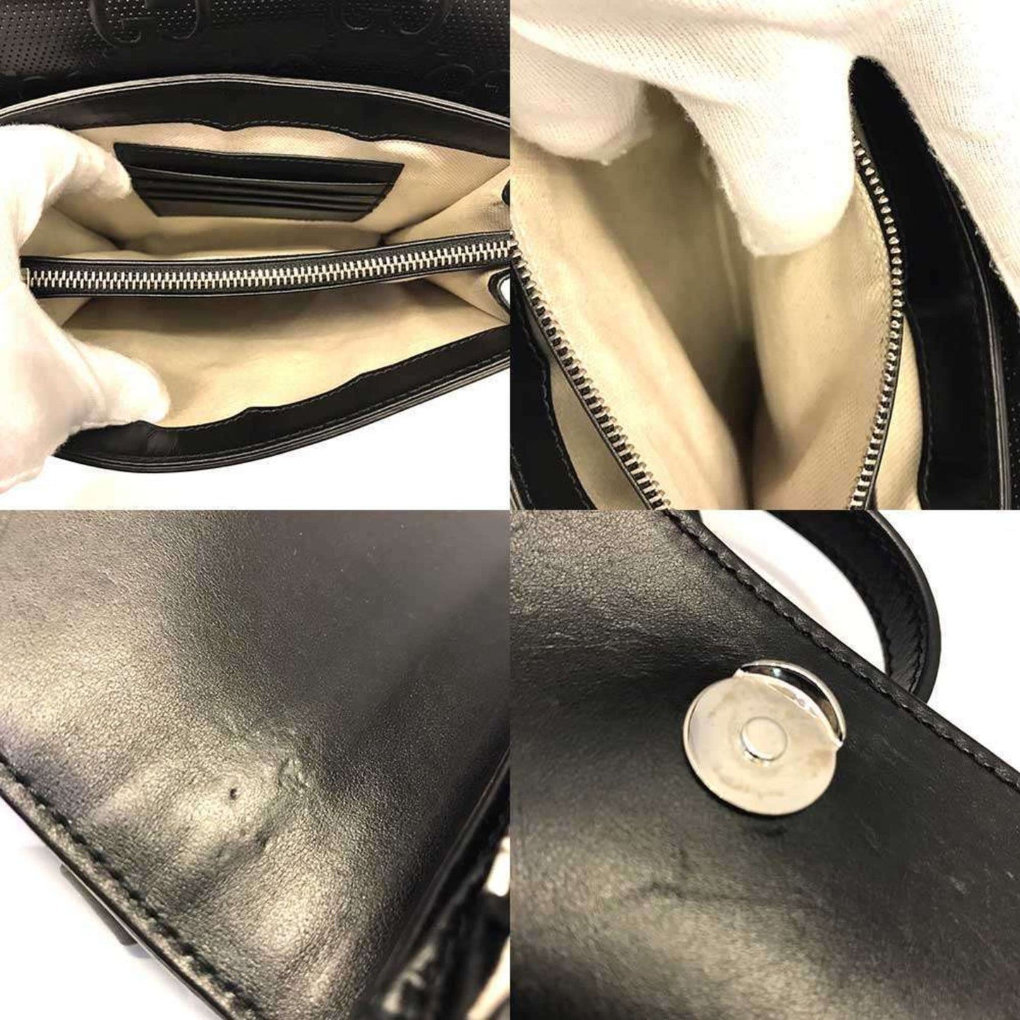 Gucci Black Gg Leather Shoulder Bag ( )