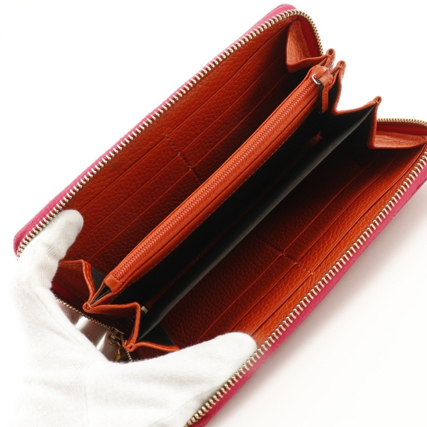 Gucci Orange Pink Leather Long Wallet (Bi-Fold) ( )
